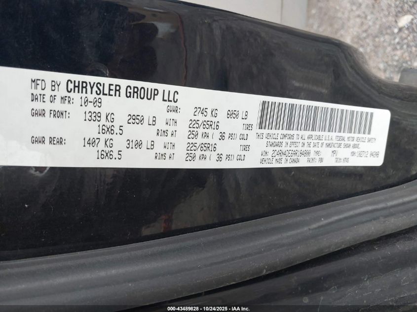 2010 Dodge Grand Caravan Se VIN: 2D4RN4DE6AR184800 Lot: 43489828