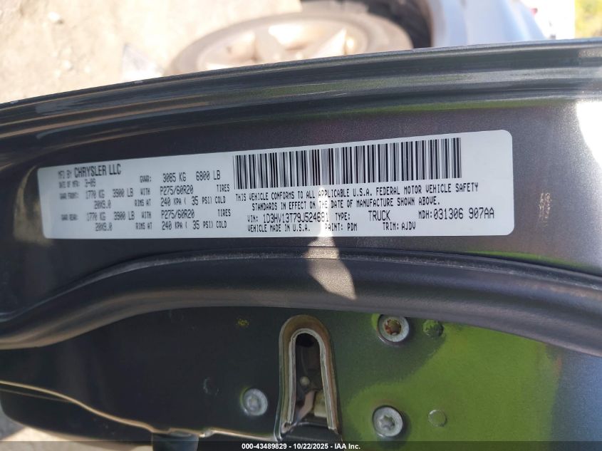 2009 Dodge Ram 1500 Slt/Sport/Trx VIN: 1D3HV13T79J524681 Lot: 43489829