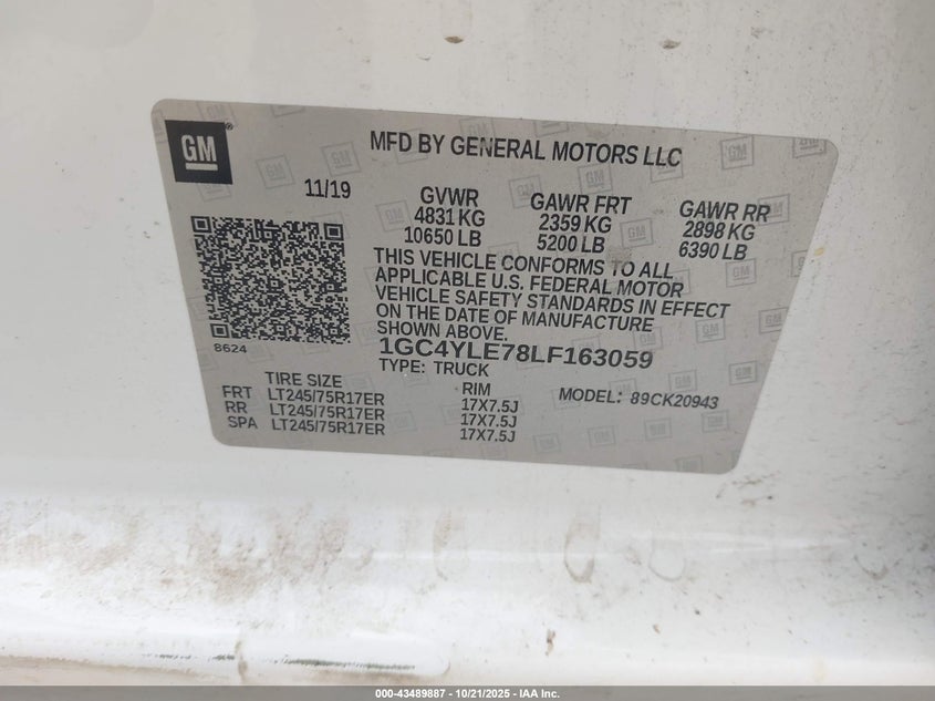 1GC4YLE78LF163059 2020 CHEVROLET SILVERADO photo no. 9