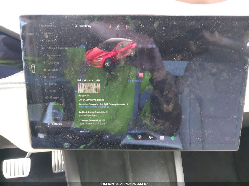 2022 Tesla Model S Plaid Tri Motor All-Wheel Drive VIN: 5YJSA1E67NF479549 Lot: 43489953