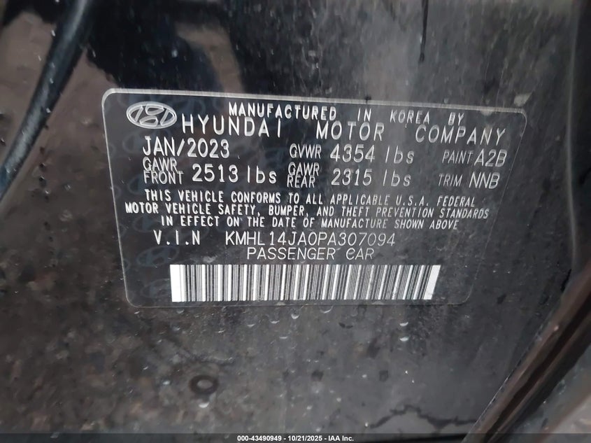2023 HYUNDAI SONATA SEL KMHL14JA0PA307094