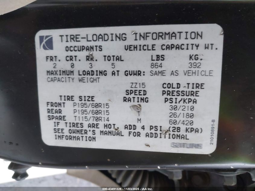 1994 Saturn Sl2 VIN: 1G8ZK557XRZ252779 Lot: 43491326