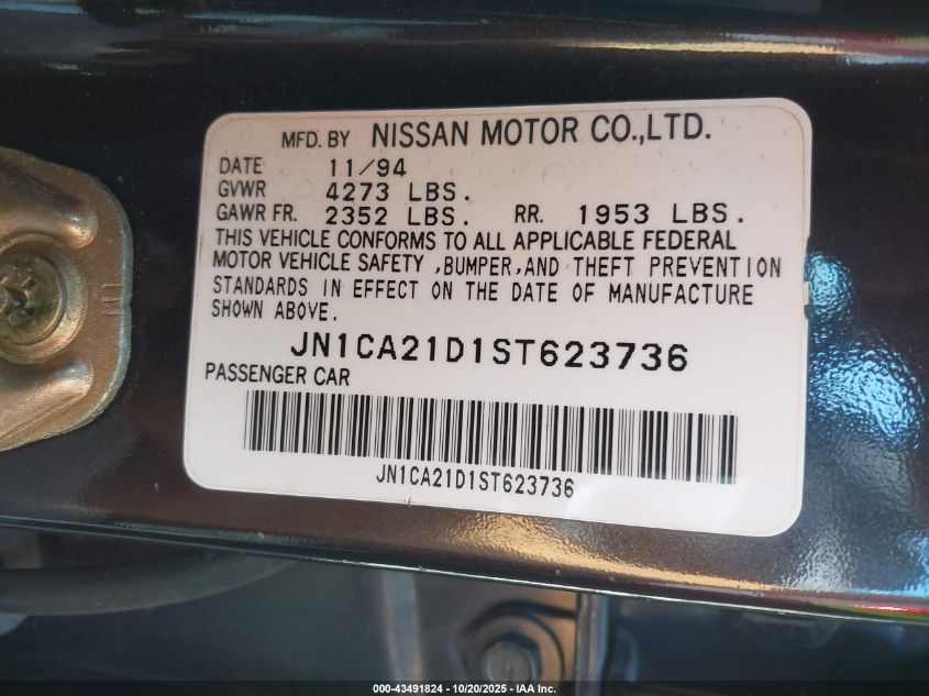 1995 Nissan Maxima Gle/Gxe/Se VIN: JN1CA21D1ST623736 Lot: 43491824