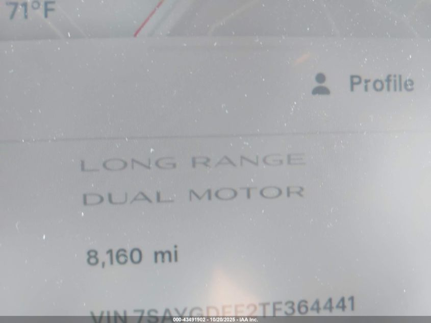 2026 Tesla Model Y Long Range Dual Motor All-Wheel Drive/Long Range Launch Series VIN: 7SAYGDEE2TF364441 Lot: 43491902