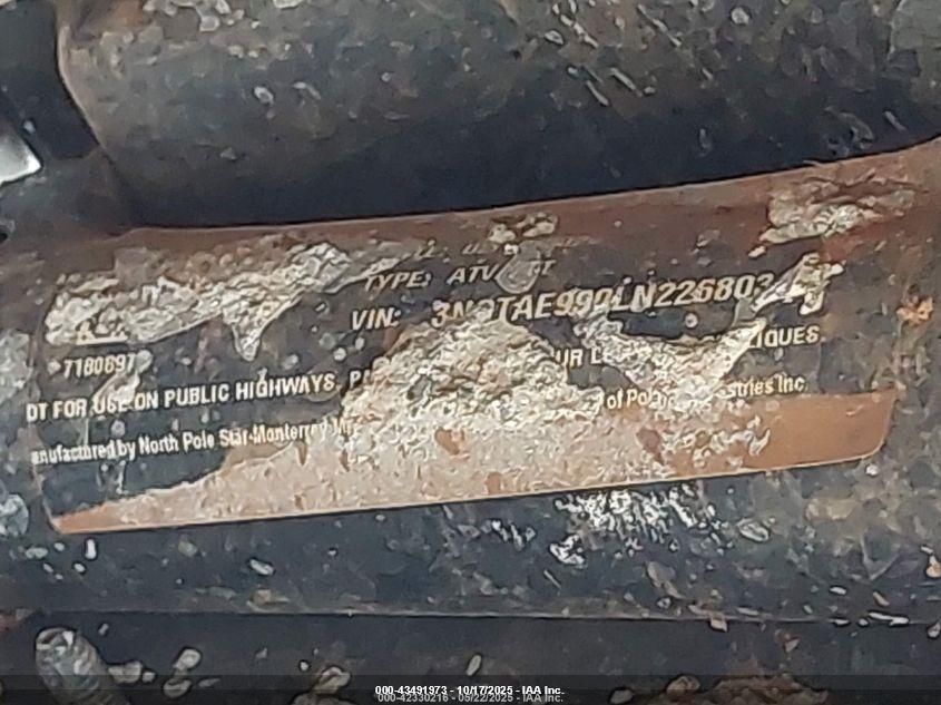 2020 Polaris Ranger 1000 Eps/1000 Premium VIN: 3NSTAE990LN226803 Lot: 43491973