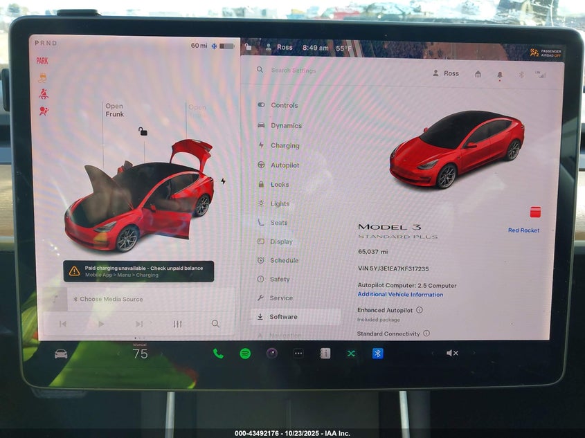 2019 Tesla Model 3 Long Range/Mid Range/Standard Range/Standard Range Plus VIN: 5YJ3E1EA7KF317235 Lot: 43492176