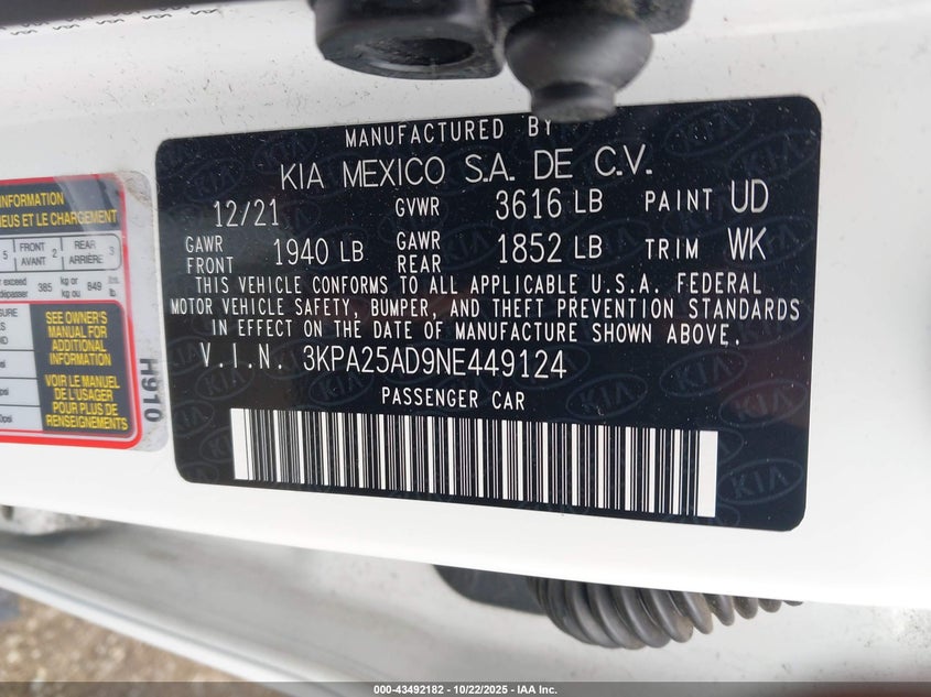 2022 KIA RIO 5-DOOR S 3KPA25AD9NE449124