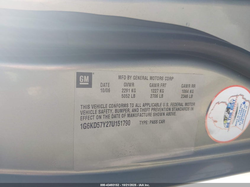 1G6KD57Y27U151790 2007 CADILLAC DTS photo no. 9