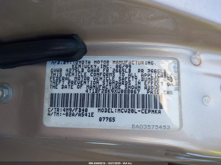 4T1BF28K9XU088067 1999 TOYOTA CAMRY photo no. 9