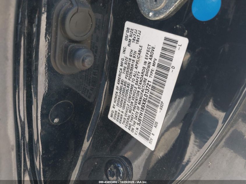 2008 Honda Element Sc VIN: 5J6YH189X8L013721 Lot: 43493492