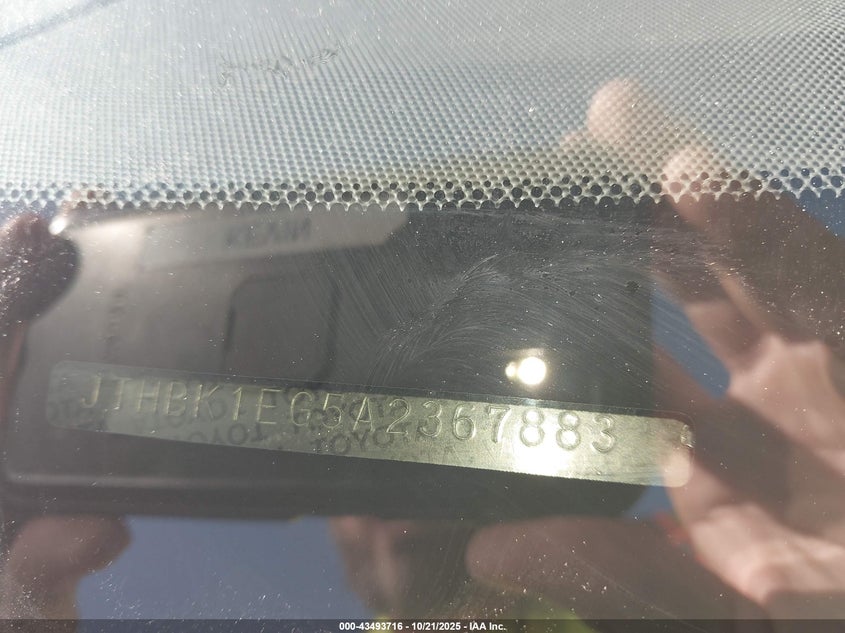 2010 Lexus Es 350 VIN: JTHBK1EG5A2367883 Lot: 43493716