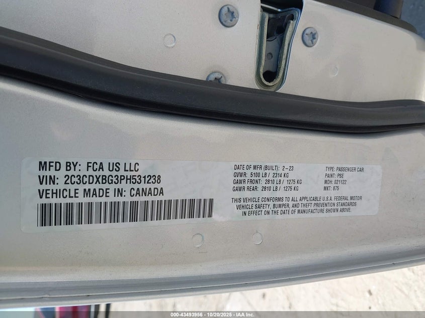 2023 DODGE CHARGER SXT 2C3CDXBG3PH531238