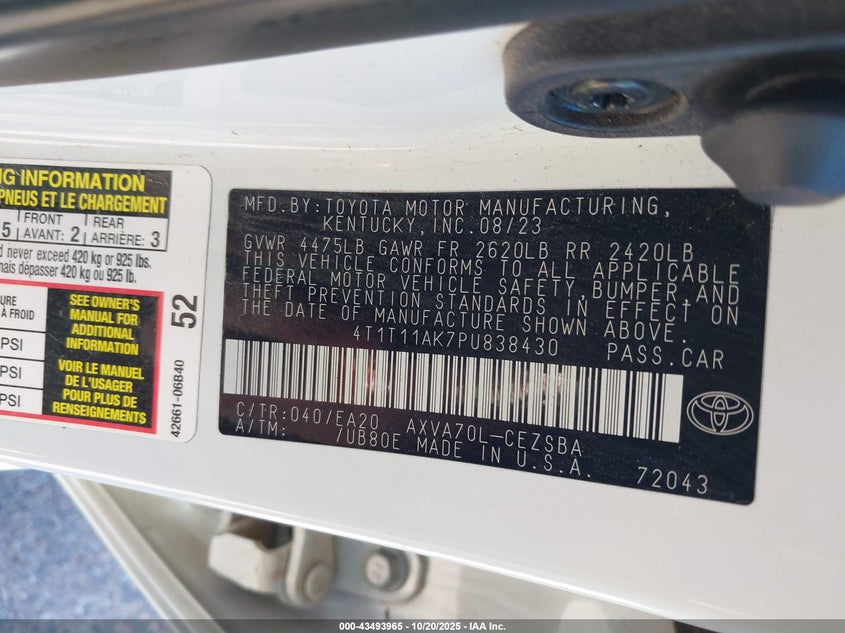 4T1T11AK7PU838430 2023 TOYOTA CAMRY photo no. 9