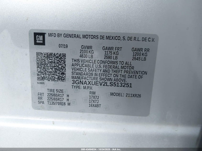 3GNAXUEV2LS513251 2020 CHEVROLET EQUINOX photo no. 9