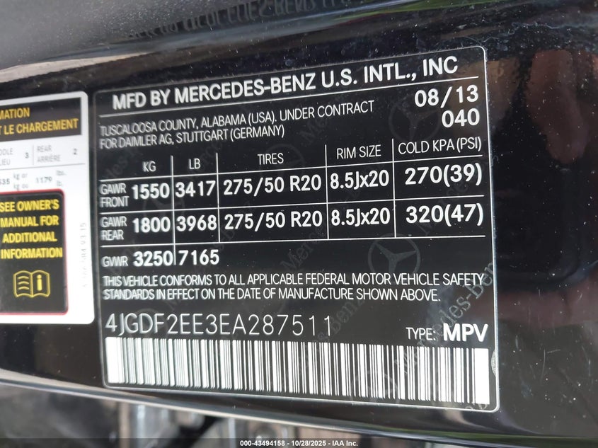 4JGDF2EE3EA287511 2014 MERCEDES-BENZ  photo no. 9