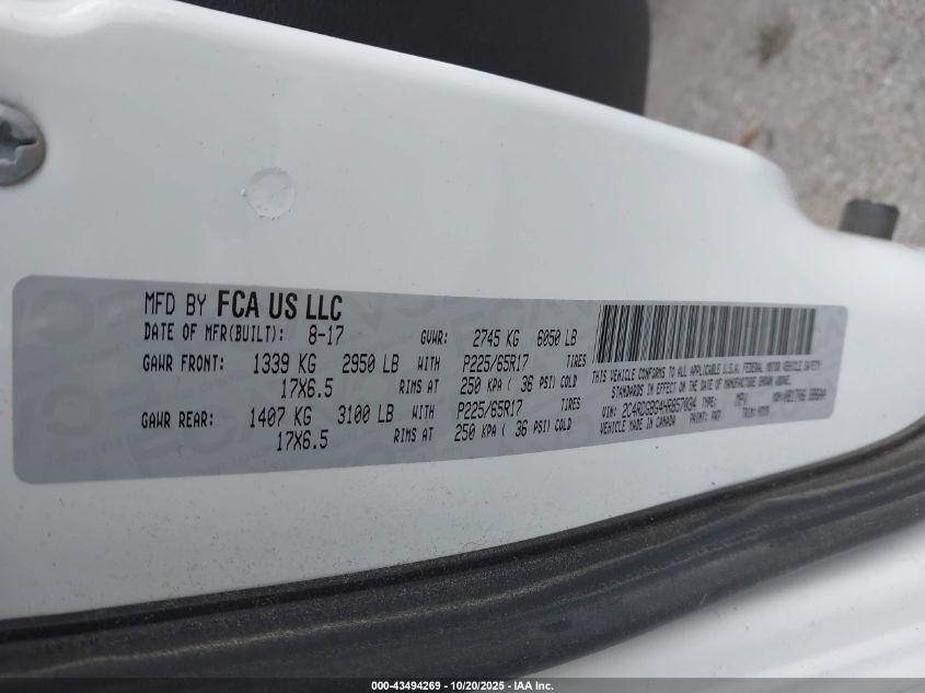 2017 Dodge Grand Caravan Se Plus VIN: 2C4RDGBG4HR857034 Lot: 43494269