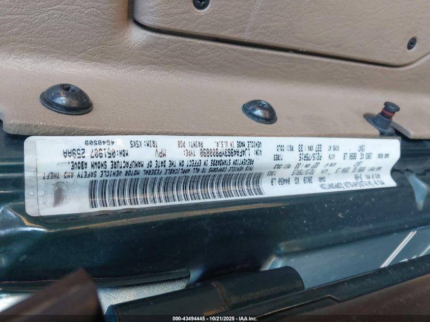 2000 Jeep Wrangler Sport VIN: 1J4FA49S3YP800890 Lot: 43494445