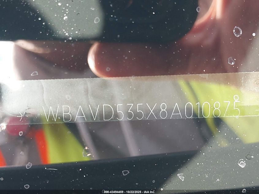 2008 BMW 335Xi VIN: WBAVD535X8A010875 Lot: 43494459