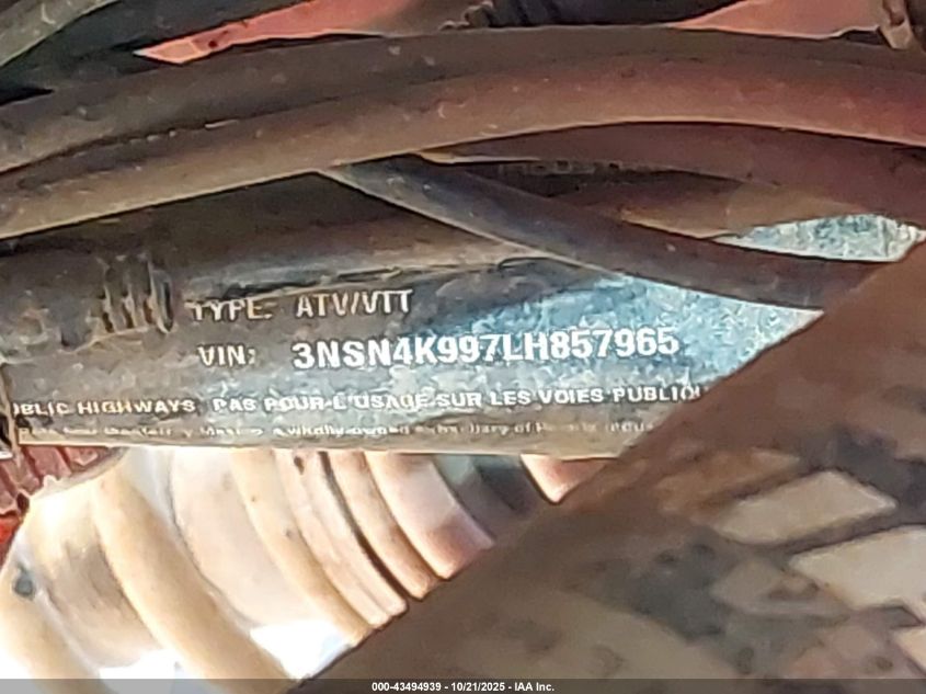2020 Polaris Rzr Xp 4 1000 Premium VIN: 3NSN4K997LH857965 Lot: 43494939