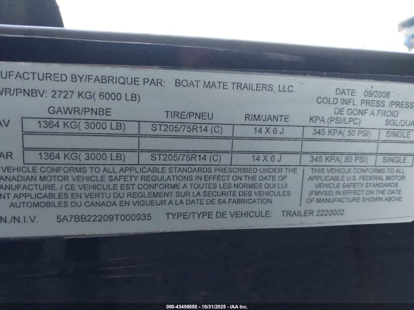 2009 Malibu Wakesetter Vlx VIN: 00000MB2K06451809 Lot: 43495050