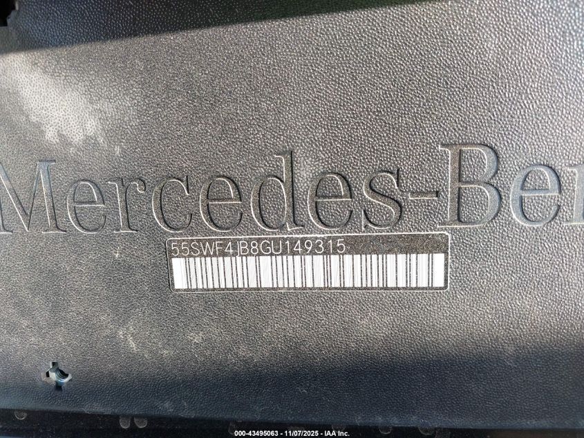 2016 Mercedes-Benz C 300 VIN: 55SWF4JB8GU149315 Lot: 43495063