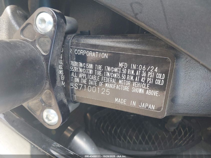 2025 Suzuki Gsx-R750 VIN: JS1GR7MA8S7100125 Lot: 43495111