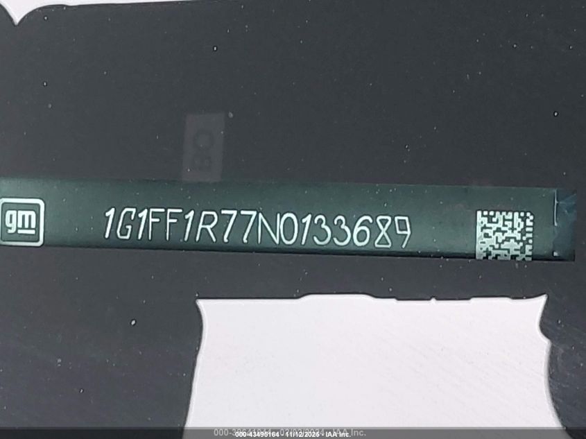 2022 Chevrolet Camaro Rwd 1Ss VIN: 1G1FF1R77N0133689 Lot: 43495164