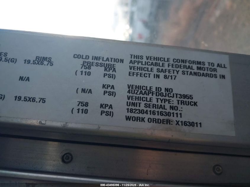 2018 Freightliner Mt45 VIN: 4UZAAPFD0JCJT3955 Lot: 43495396