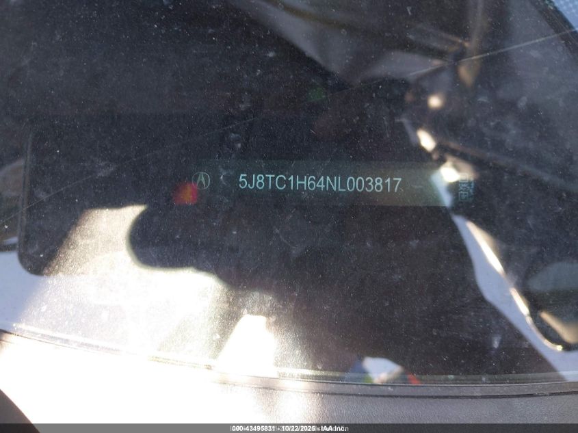 2022 Acura Rdx A-Spec Package VIN: 5J8TC1H64NL003817 Lot: 43495831