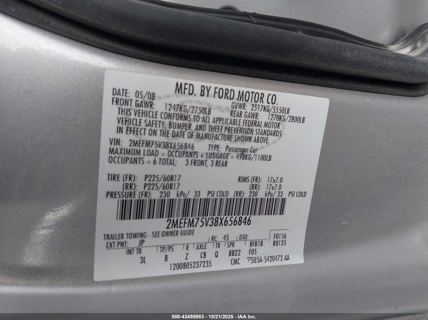 2MEFM75V38X656846 2008 MERCURY GRAND MARQUIS photo no. 9