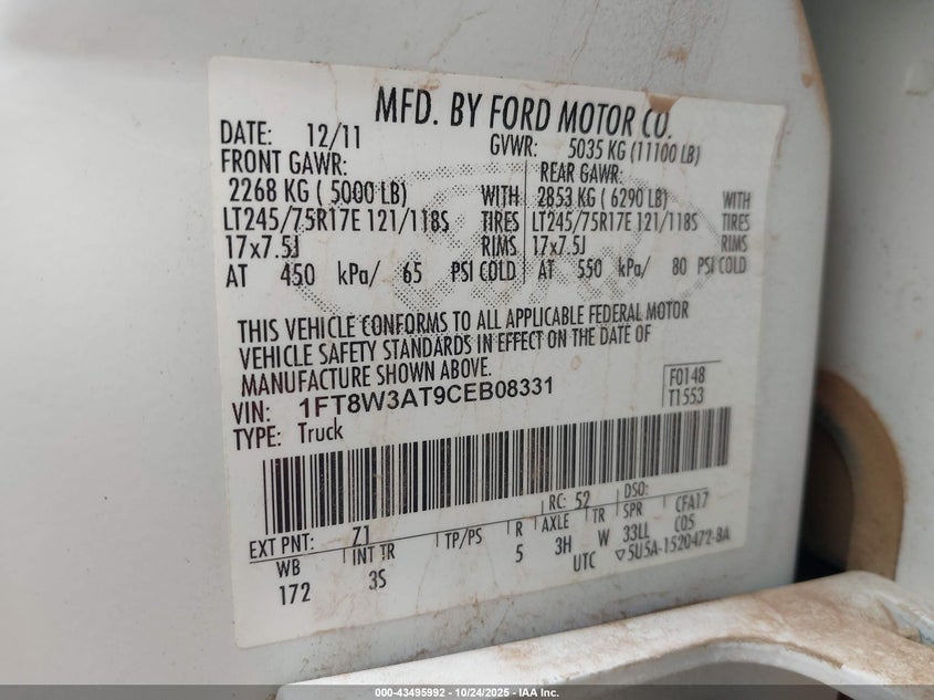 1FT8W3AT9CEB08331 2012 FORD F350 photo no. 8