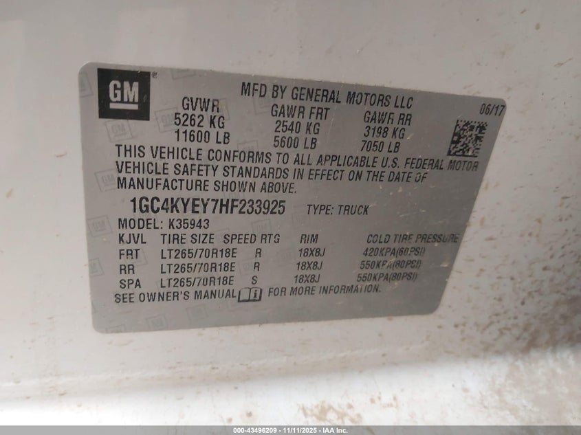 1GC4KYEY7HF233925 2017 CHEVROLET SILVERADO photo no. 8