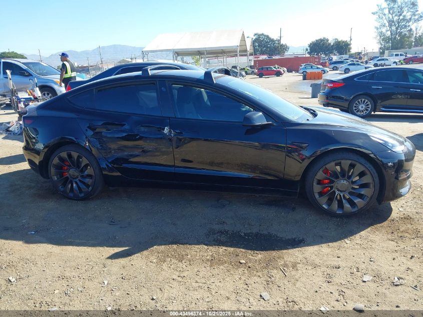 2022 Tesla Model 3 Performance Dual Motor All-Wheel Drive VIN: 5YJ3E1EC3NF354496 Lot: 43496374