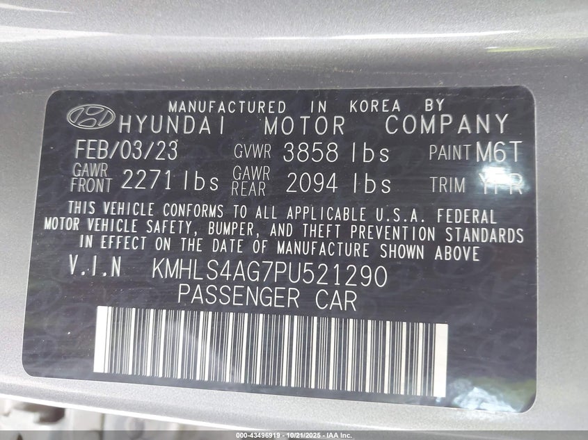 2023 HYUNDAI ELANTRA SEL KMHLS4AG7PU521290