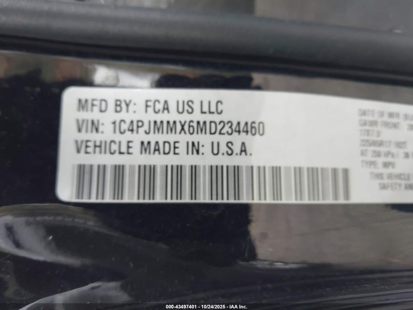 VIN 1C4PJMMX6MD234460 2021 JEEP CHEROKEE LATITUDE LUX 4X4