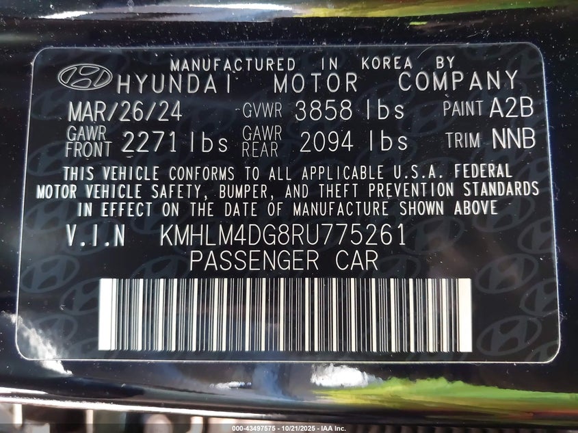 2024 HYUNDAI ELANTRA SEL KMHLM4DG8RU775261