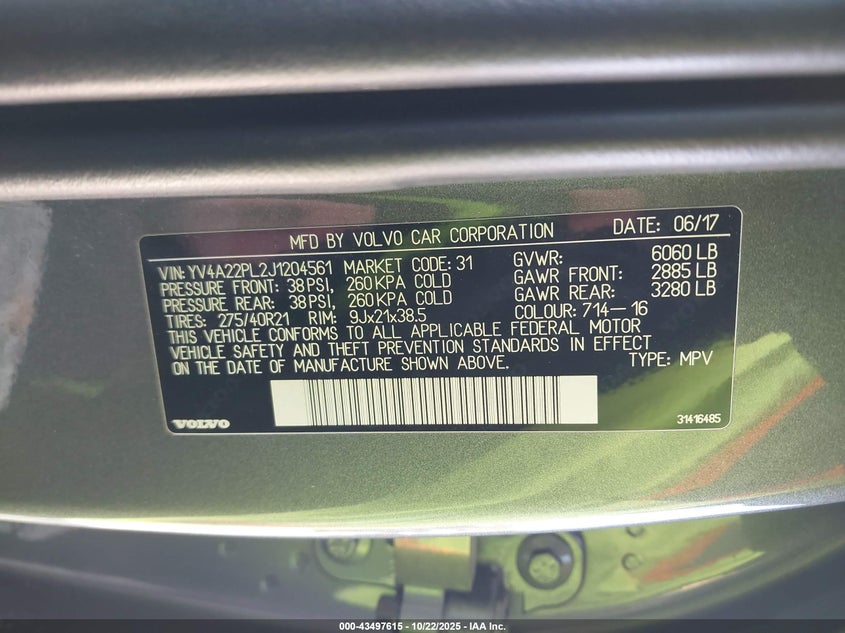 2018 VOLVO XC90 T6 INSCRIPTION YV4A22PL2J1204561