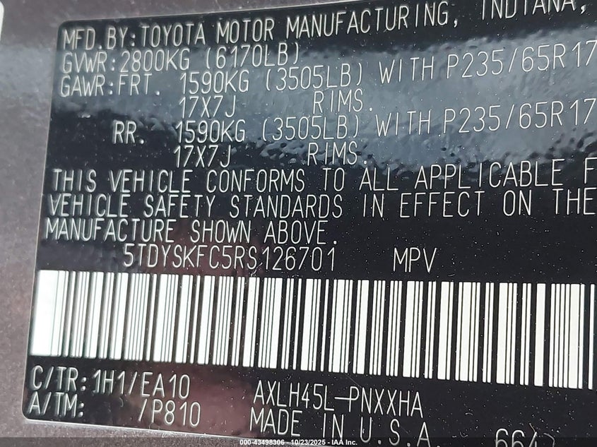 2024 TOYOTA SIENNA XLE 5TDYSKFC5RS126701