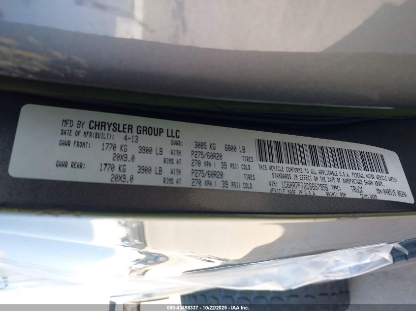 2013 Ram 1500 Express VIN: 1C6RR7FT2DS657956 Lot: 43498337