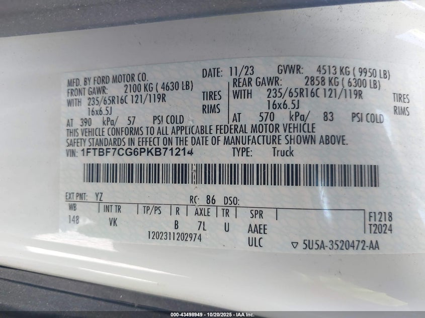 2023 FORD TRANSIT-350 1FTBF7CG6PKB71214