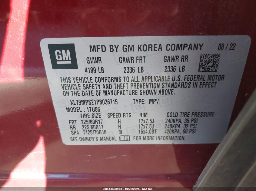 2023 CHEVROLET TRAILBLAZER FWD LT KL79MPS21PB036715