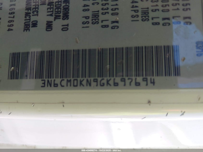 2016 NISSAN NV200 SV 3N6CM0KN9GK697694