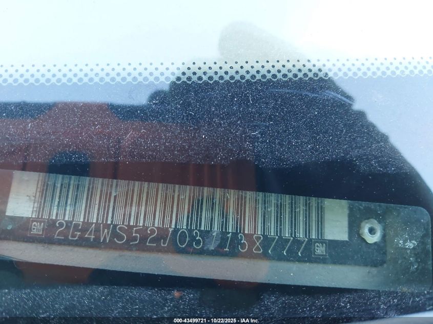 2003 Buick Century Custom VIN: 2G4WS52J031138777 Lot: 43499721