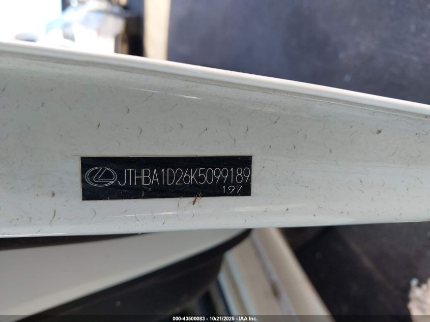 2019 Lexus Is VIN: JTHBA1D26K509918 Lot: 43500083