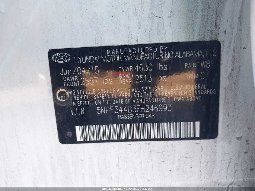 2015 HYUNDAI SONATA LIMITED 2.0T 5NPE34AB3FH246993