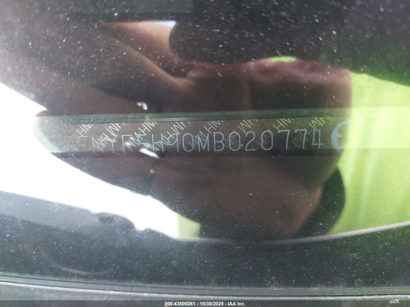 2021 Honda Pilot 2Wd Touring 8 Passenger VIN: 5FNYF5H90MB020774 Lot: 43500261