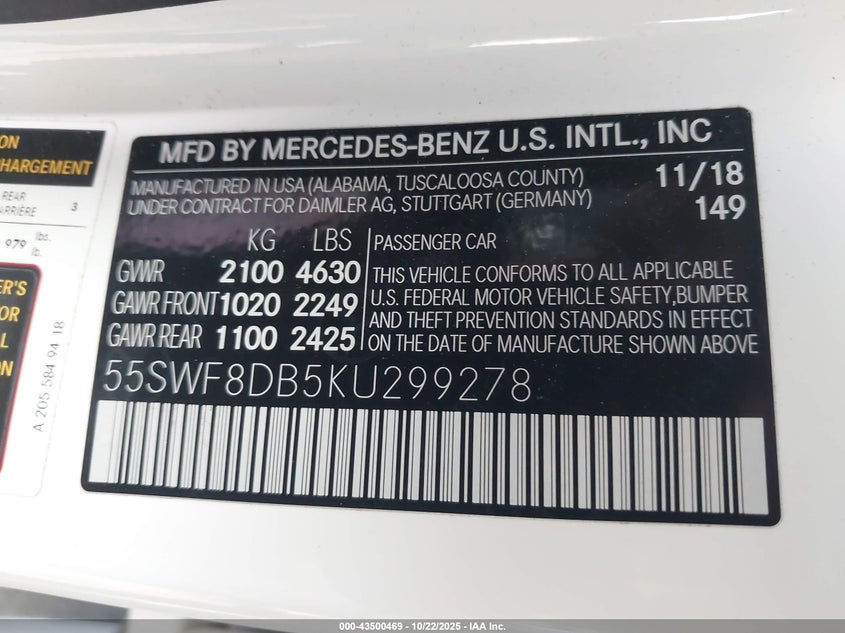 2019 MERCEDES-BENZ C 300 55SWF8DB5KU299278