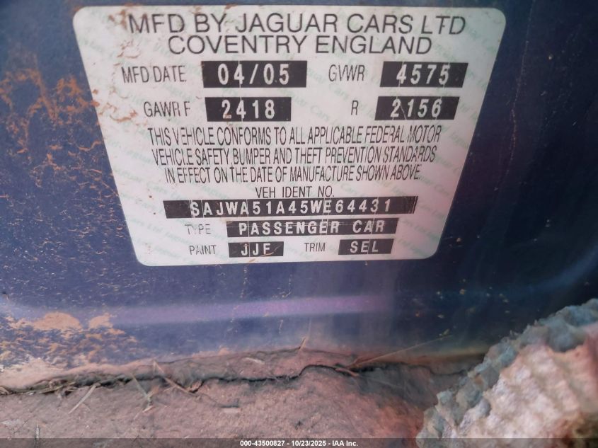 2005 Jaguar X-Type 3.0 VIN: SAJWA51A45WE64431 Lot: 43500827