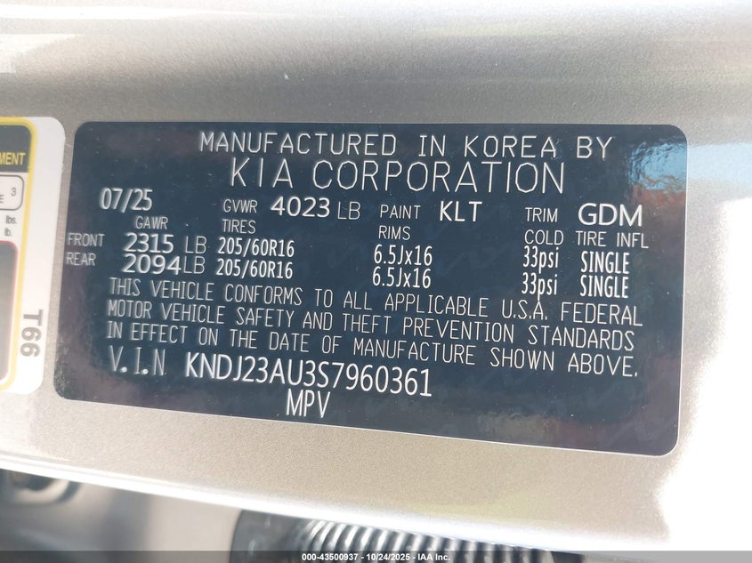 2025 KIA SOUL LX/S - KNDJ23AU3S7960361