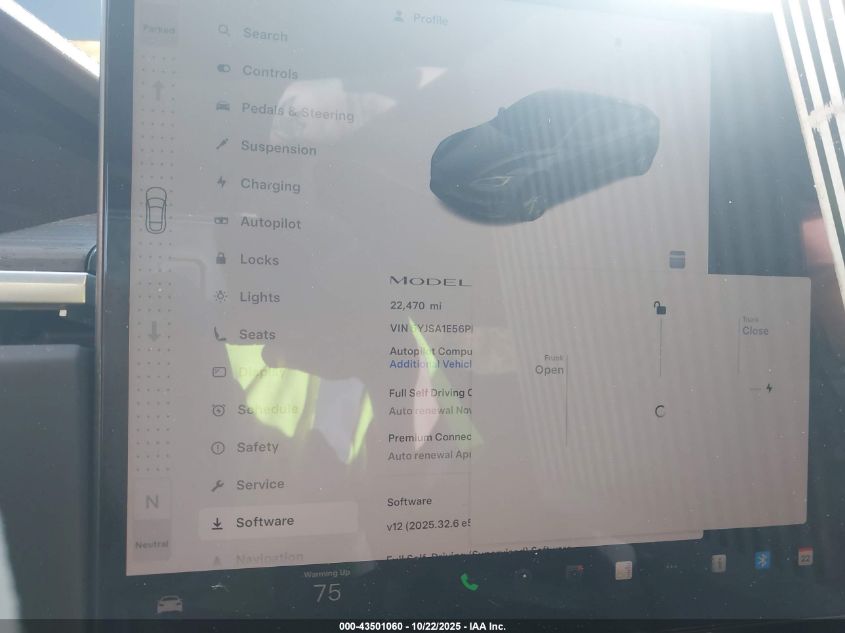 2023 Tesla Model S Dual Motor All-Wheel Drive/Standard Range VIN: 5YJSA1E56PF527181 Lot: 43501060